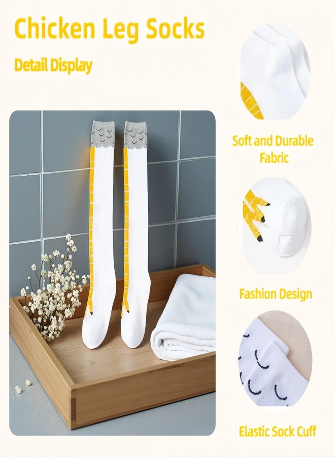جوارب RyanDesign فوق الركبة بتصميم أرجل الدجاج، عبوة واحدة، جوارب قطنية مبتكرة لحفلات الهالوين، للجنسين (برتقالي) - Image 4